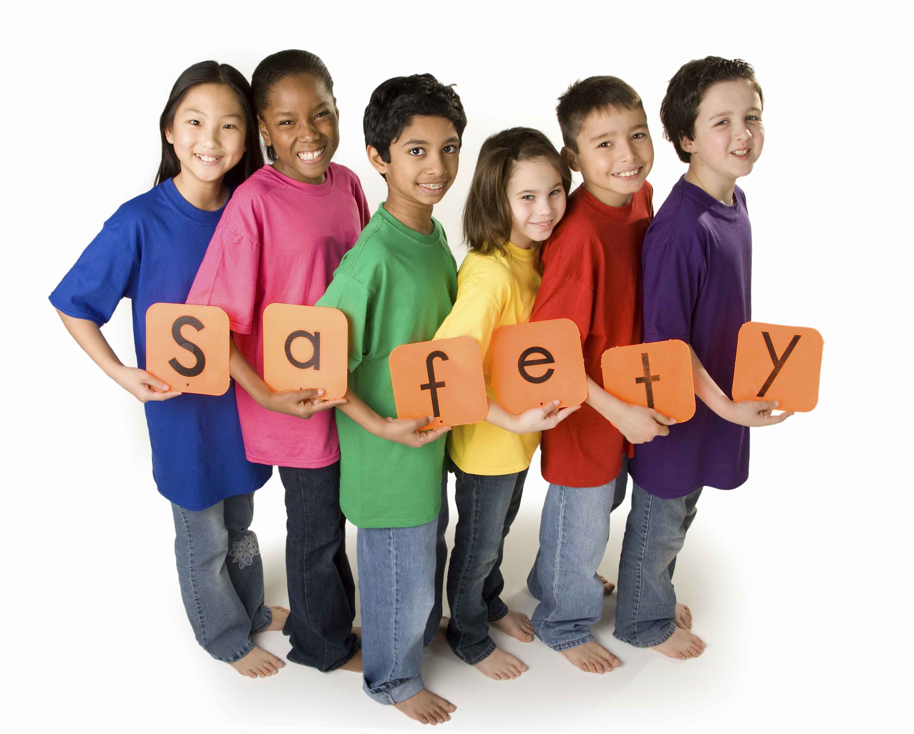 Picture of children holding safety letters spelled out
